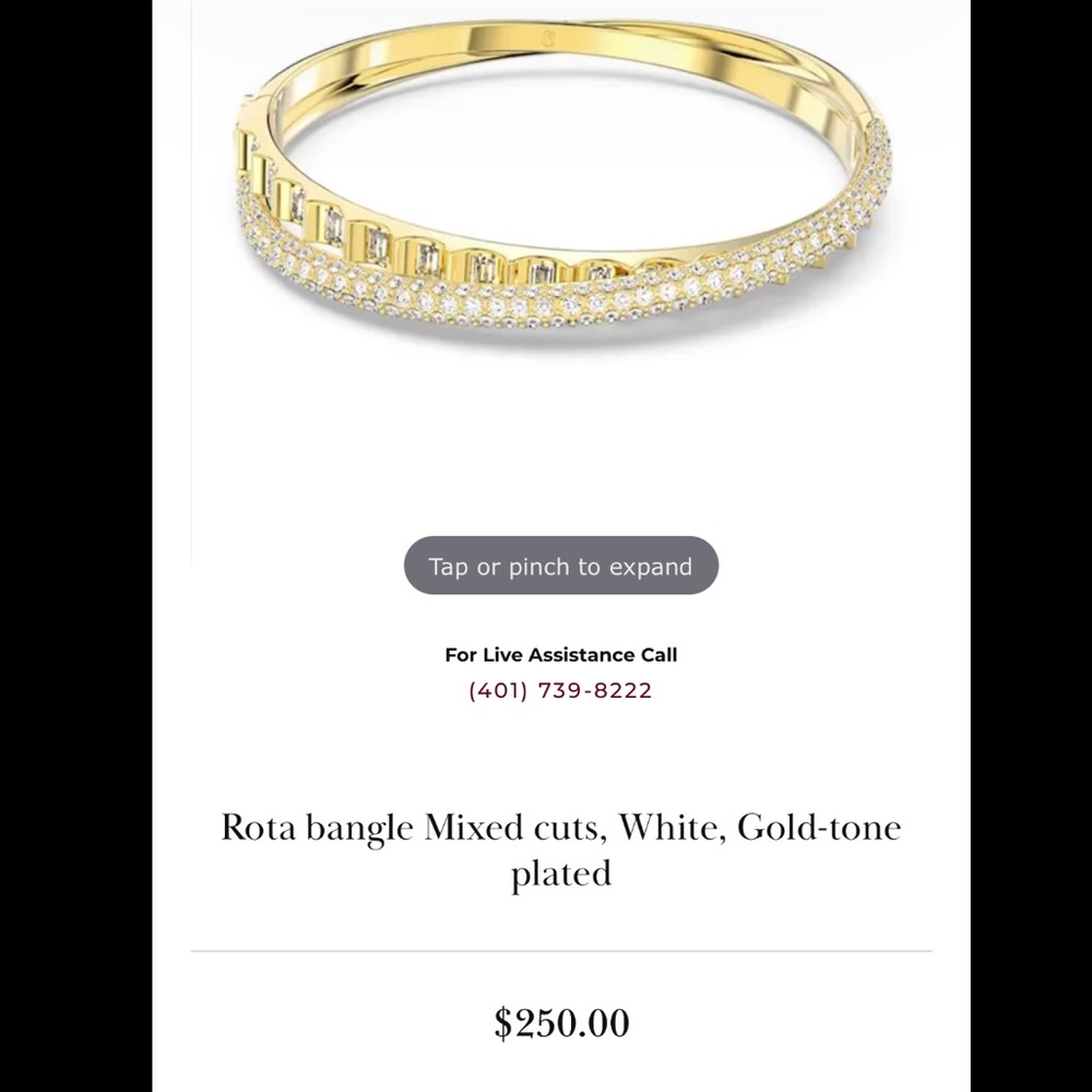 Swarovski Gold and White Crystal Bangle brand new never been worn